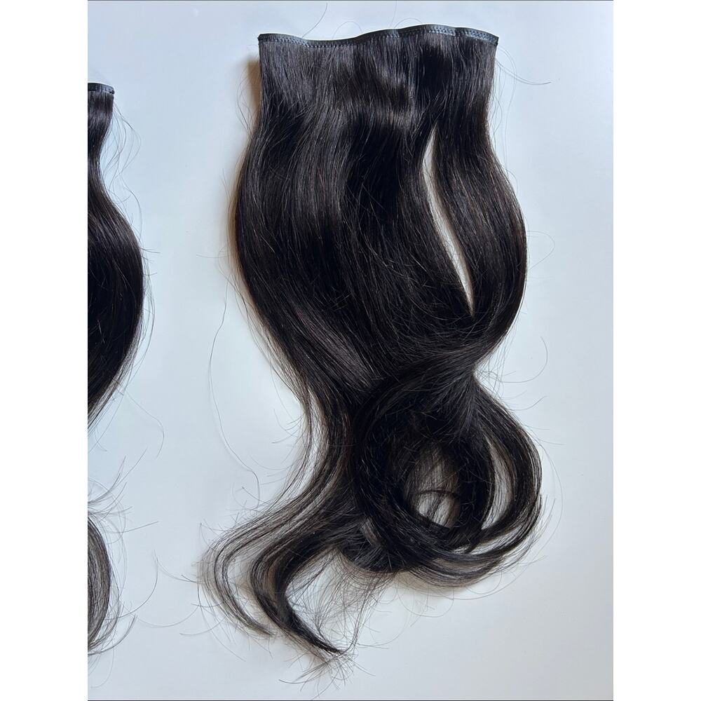 Luxy Seamless Clip In Hair Extensions 16” Inch 140g 1B Off Black Remy Human Hair - Picture 4 of 16